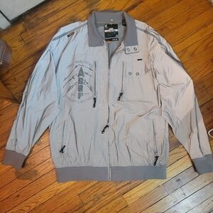 Men's 2XL Vintage Akademiks Small Arms Patrol‎ Reflective Bomber Jkt Y2K HipHop